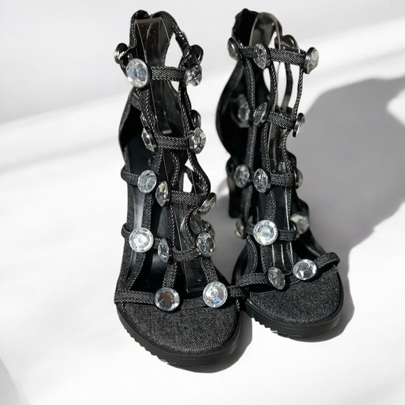 🌻NEW Karl Lagerfeld Paris Beatriz Faux Crystals Heel Sandals Size 8 - Picture 7 of 10